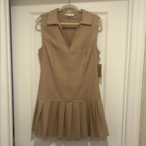 Elegant Tan Collared Mini Dress